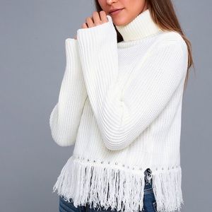 Freethinker Cream Fringe Cropped Sweater